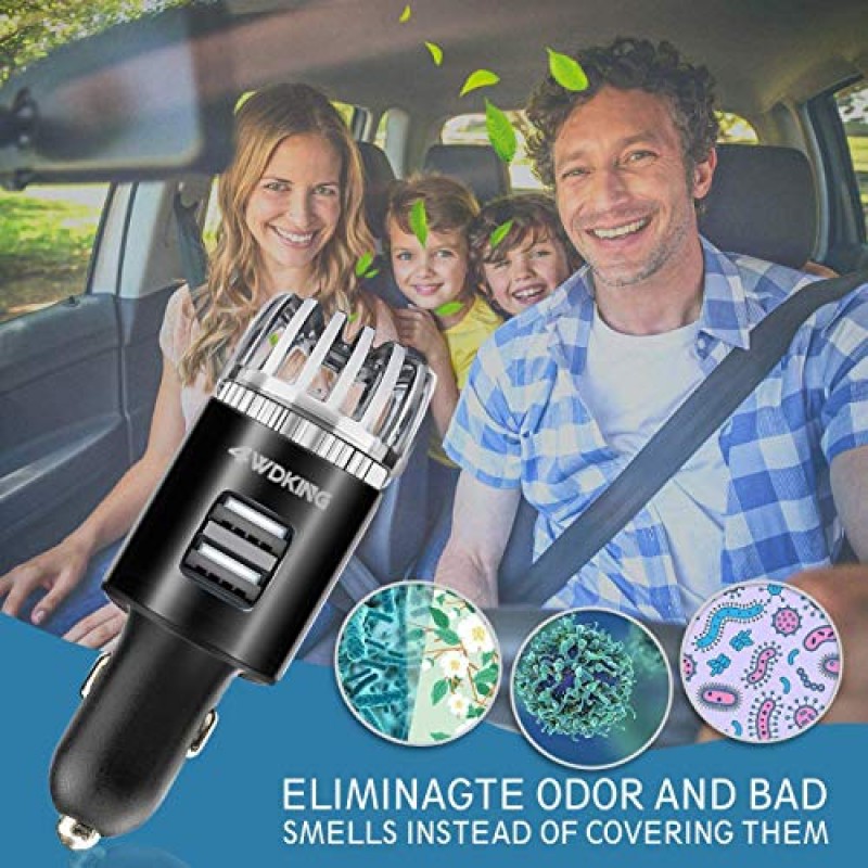 Car Air Purifier Ionizer, 12V Plug-in Car Air Freshener Gadgets(Black)